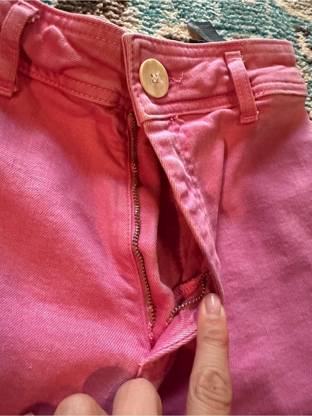Zara Pink High Rise Wide Leg Raw Hem Jeans Barbiecore Cotton Denim Pants - Picture 7 of 10